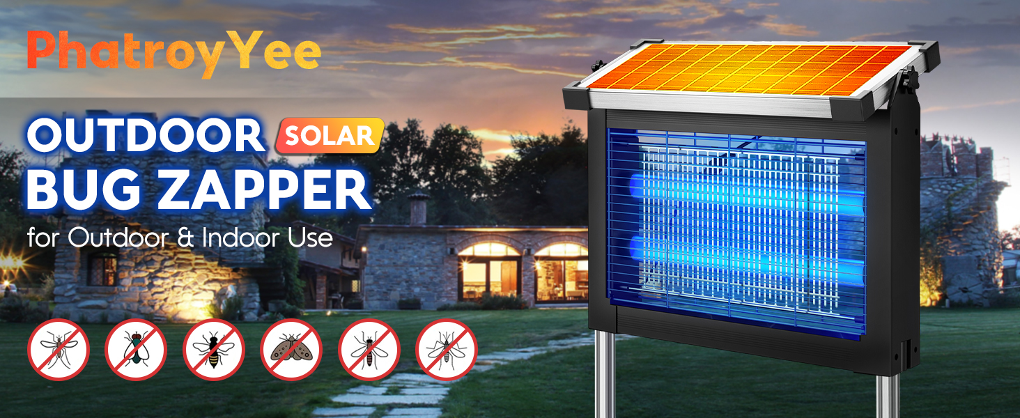 Solar Bug Zapper for Outdoor &amp;amp;amp; Indoor, USB Rechargeable Mosquito Killer Lamp with UV Light