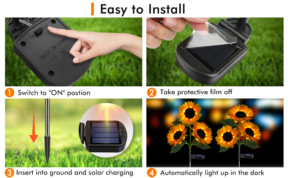 Sunflower Stake Lights Gift for Garden Grave Patio Lawn Yard Pathway Wedding Courtyards Backyards