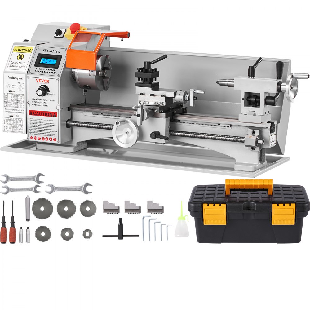 VEVOR Compact Metal Lathe, 8"x14", Adjustable Speed 2250 RPM, 650W Power, Precision Engineering Lathe for Metalworking, Ideal for Crafting Different Metals