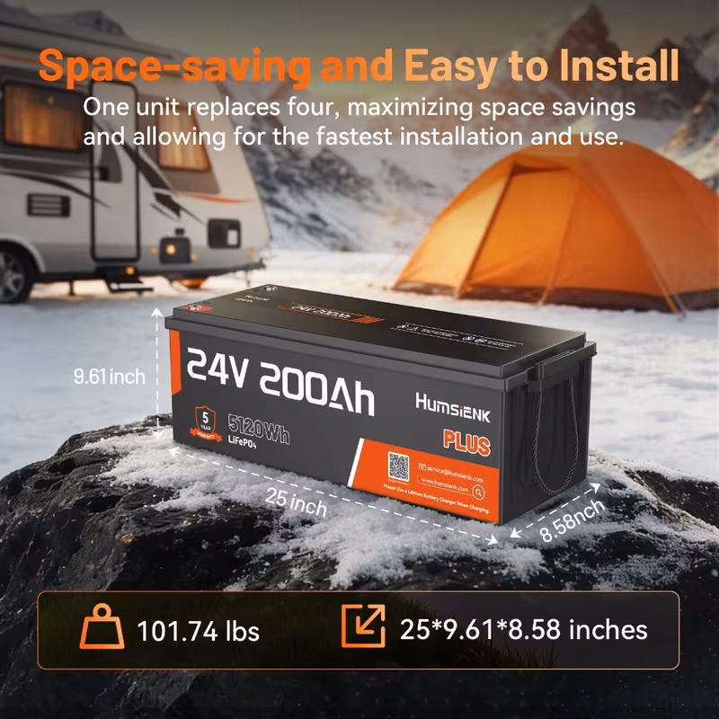   new   24v 200ah lifepo4 battery compared to 24v100ah100 250a smart bms 6400w power 5120wh deep cycle lithium battery 8000 cycles expandable 2s4p for   marine off grid backup Product details 0