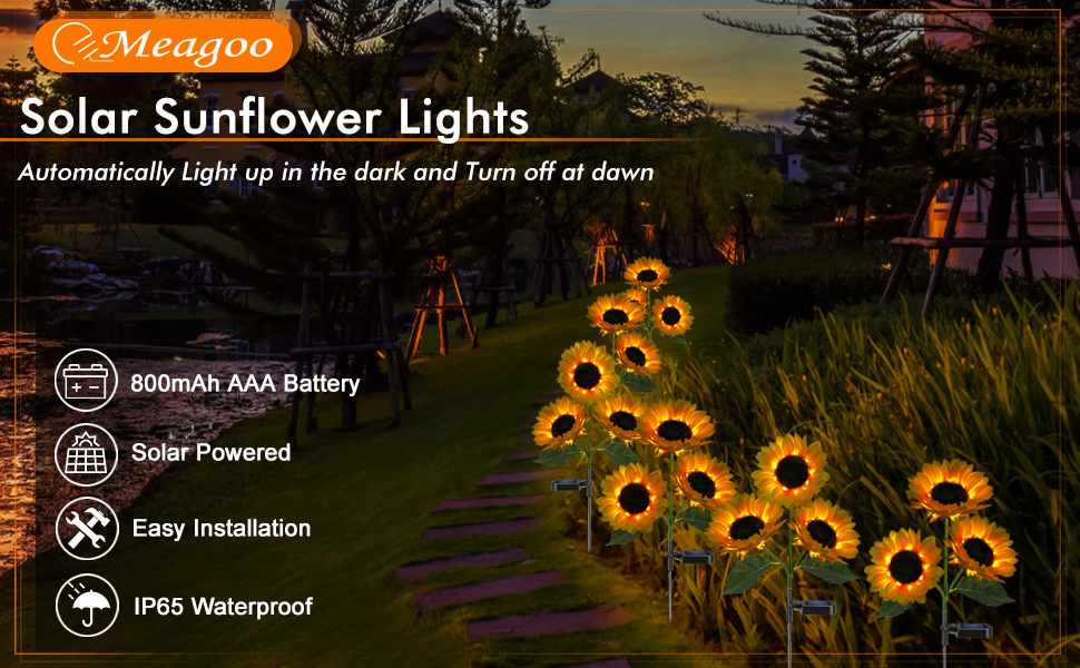 4 Pack Sunflower Solar Lights Outdoor Garden Stake Sunflower Lightswith 12 Heads Sunflower Waterproo