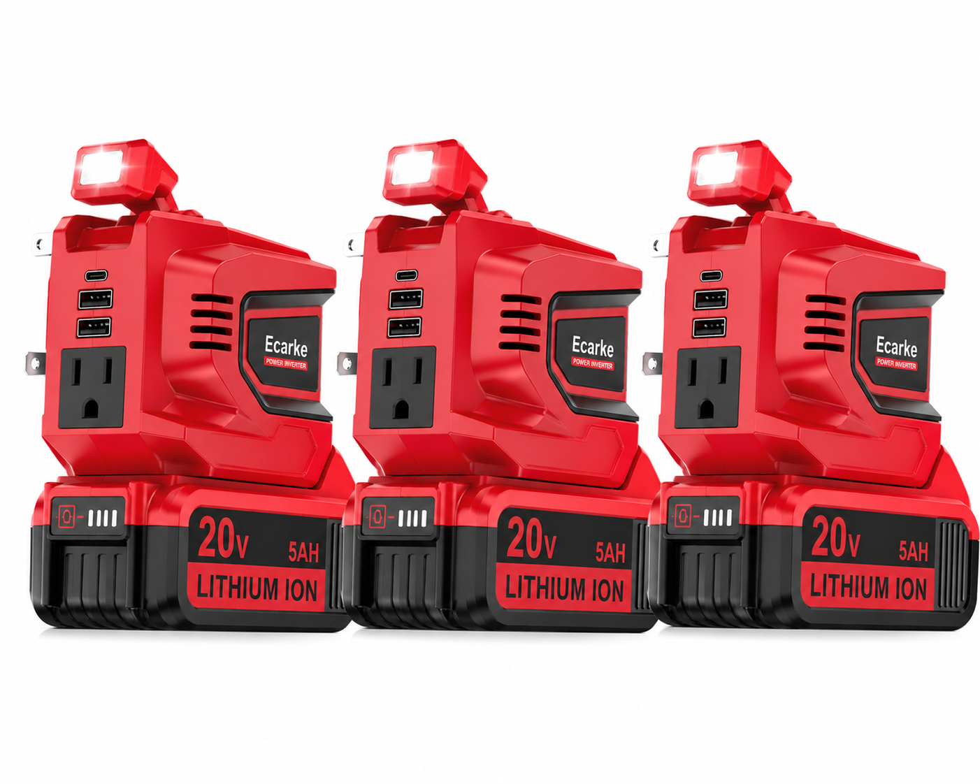 🔥HOT SALE！200W Power Inverter for Dewalt 20V Battery, Portable Power Station Generator with USB-C, AC Outlet & LED Light