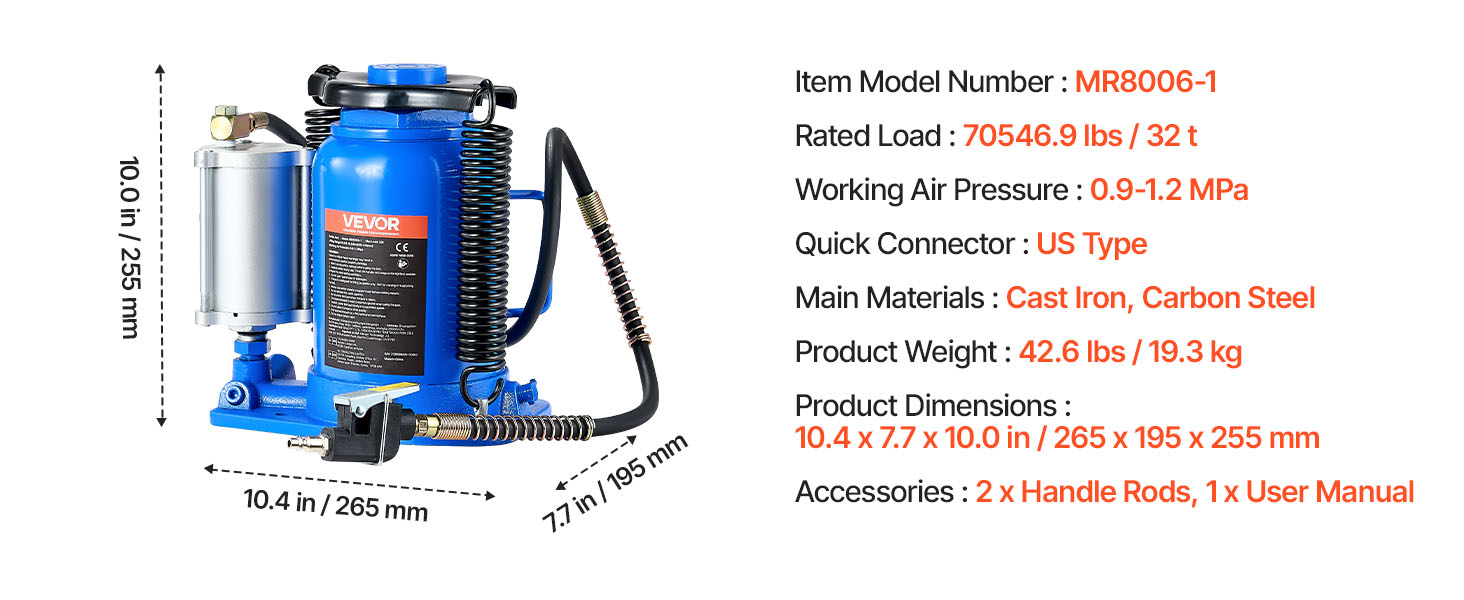 Air Hydraulic Bottle Jack