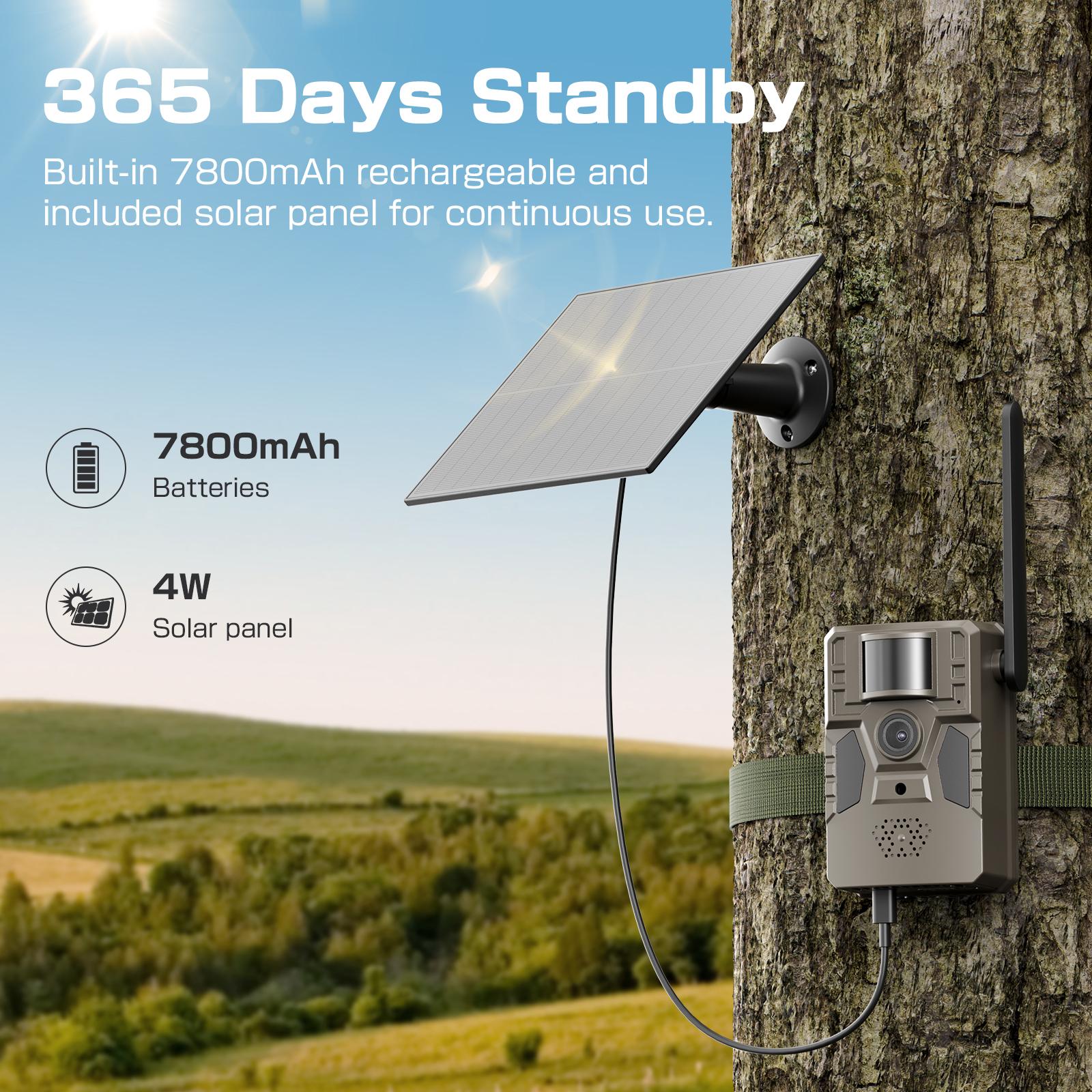 [Summervibes] 4G LTE Solar Game Camera &ndash; 2K Live Video, No Power Cord Required,WiFi Not Supported,Remote APPControlled, WaterProof, Motion Activated, NightVision, 4G Data Cellular Card Included (Data refill is required for 4G data usage)