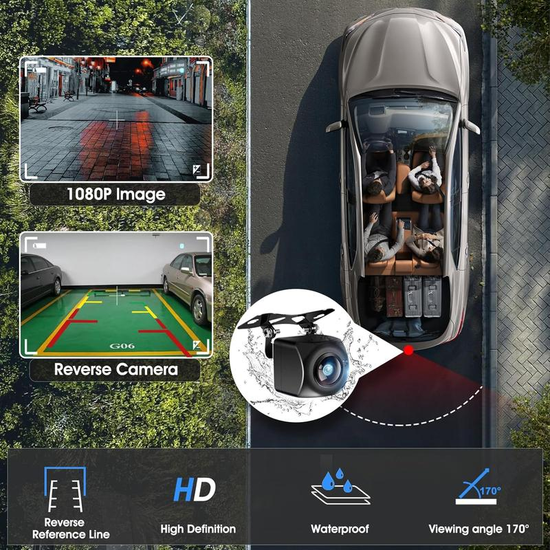 PASLDA 7" Portable Wireless Carplay Screen for Car | Plug & Play Android Auto Car Stereo with Waterproof Backup Camera