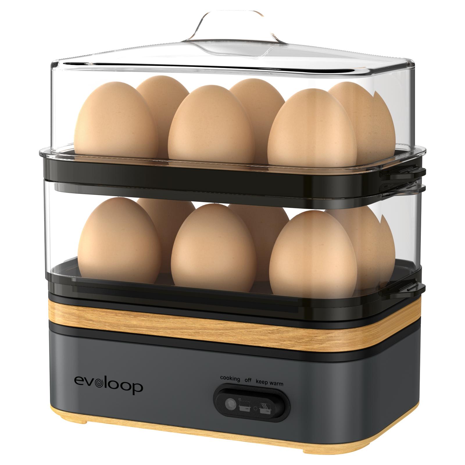 【summervibes】EVOLOOP Rapid Egg Cooker 6 Egg Capacity BPA free Electric Egg Cooker for Hard Boiled Eggs, Poached Eggs, Scrambled Eggs, or Omelets，Easy and Convenient Way to Prepare Delicious Eggs ,outdoor gear Kitchen Appliances