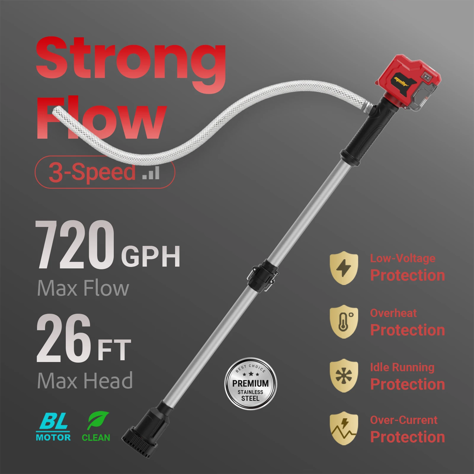 Cordless Stick Water Transfer Pump Compatible with Milwaukee 18V Battery  Brushless Deep Well Pump for Pool Garden Pond(Tool Only - AliExpress 13