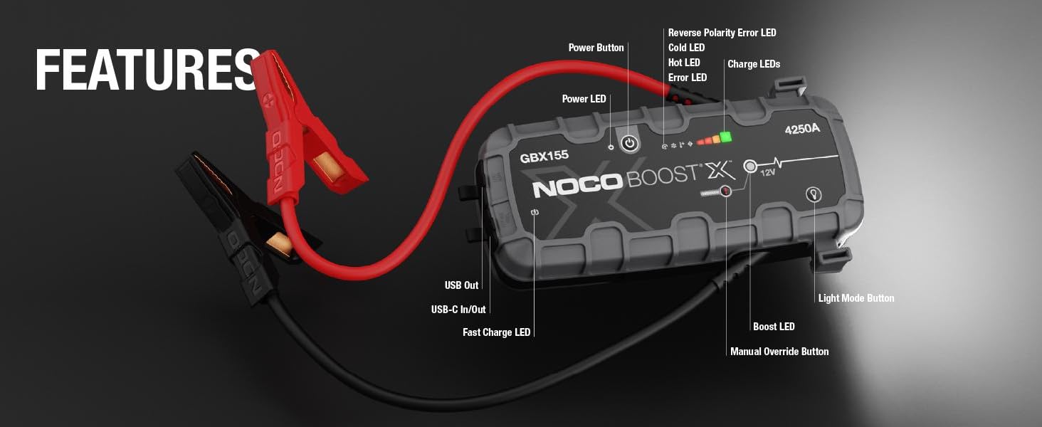 jump starter car battery charger jumper cables pack lithium portable start box power booster auto