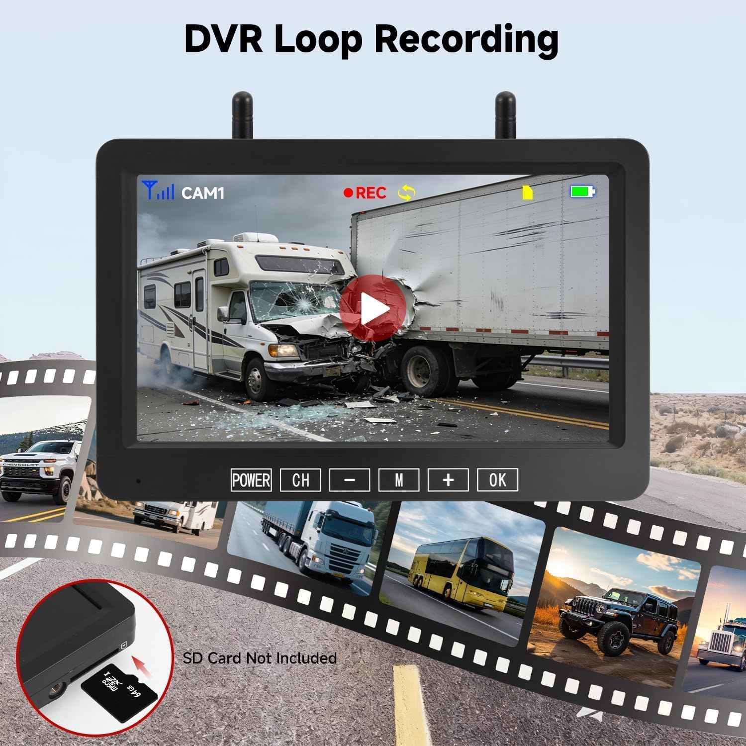 Dual Wireless Magnetic Backup Camera for Trailer - 7”