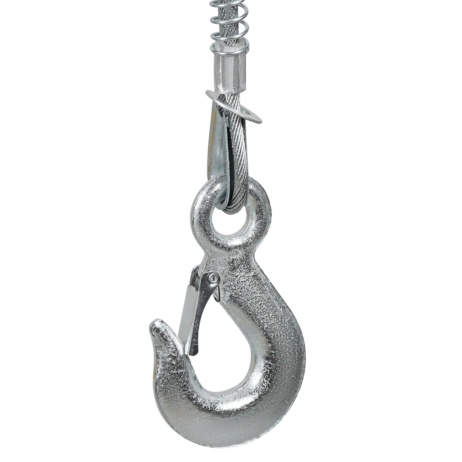 heavy-duty hook and cable of VEVOR 2200 lbs wireless attic lift, showcasing durable metal construction.