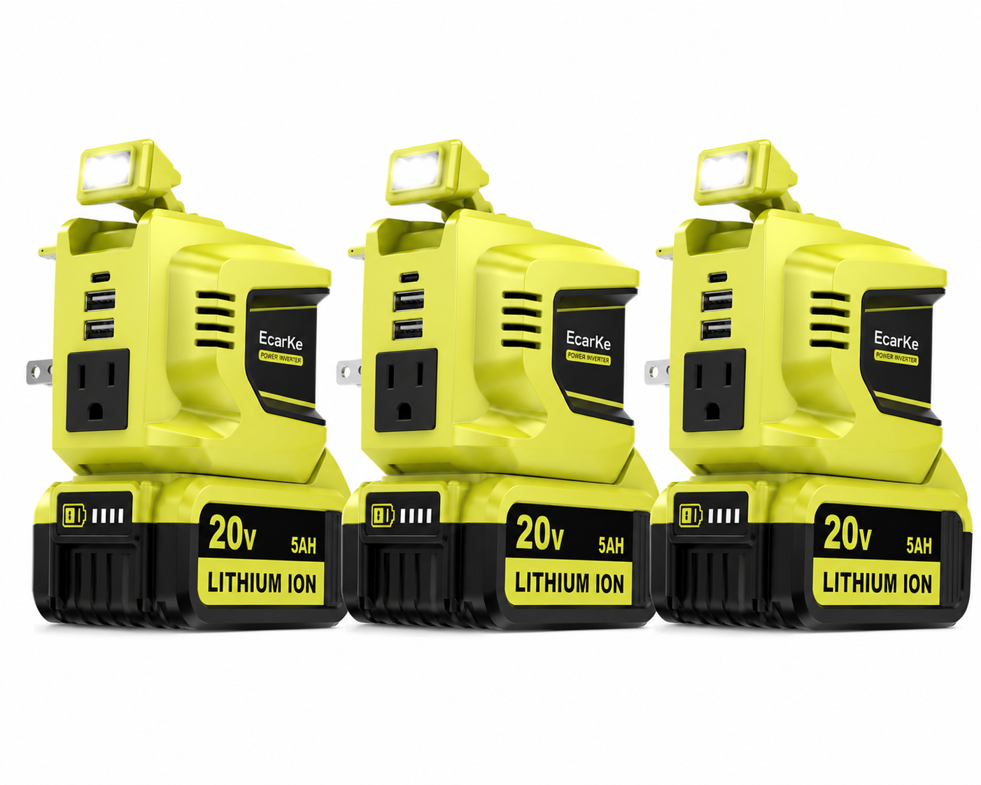 🔥HOT SALE！200W Power Inverter for Dewalt 20V Battery, Portable Power Station Generator with USB-C, AC Outlet & LED Light