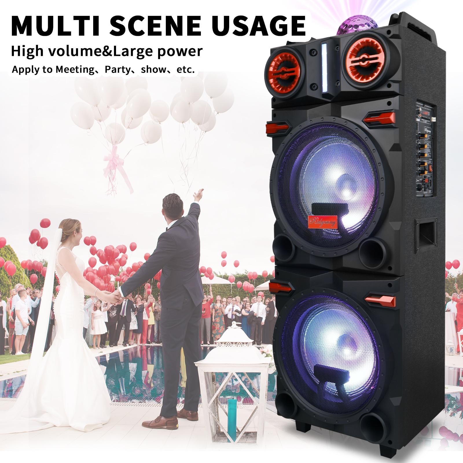Portable Bluetooth PA Speaker Karaoke Machine 2 x 10" Subwoofer And 1 x 3" Tweeter Loud Party Speaker With Microphone FM LED Remote Control TWS
