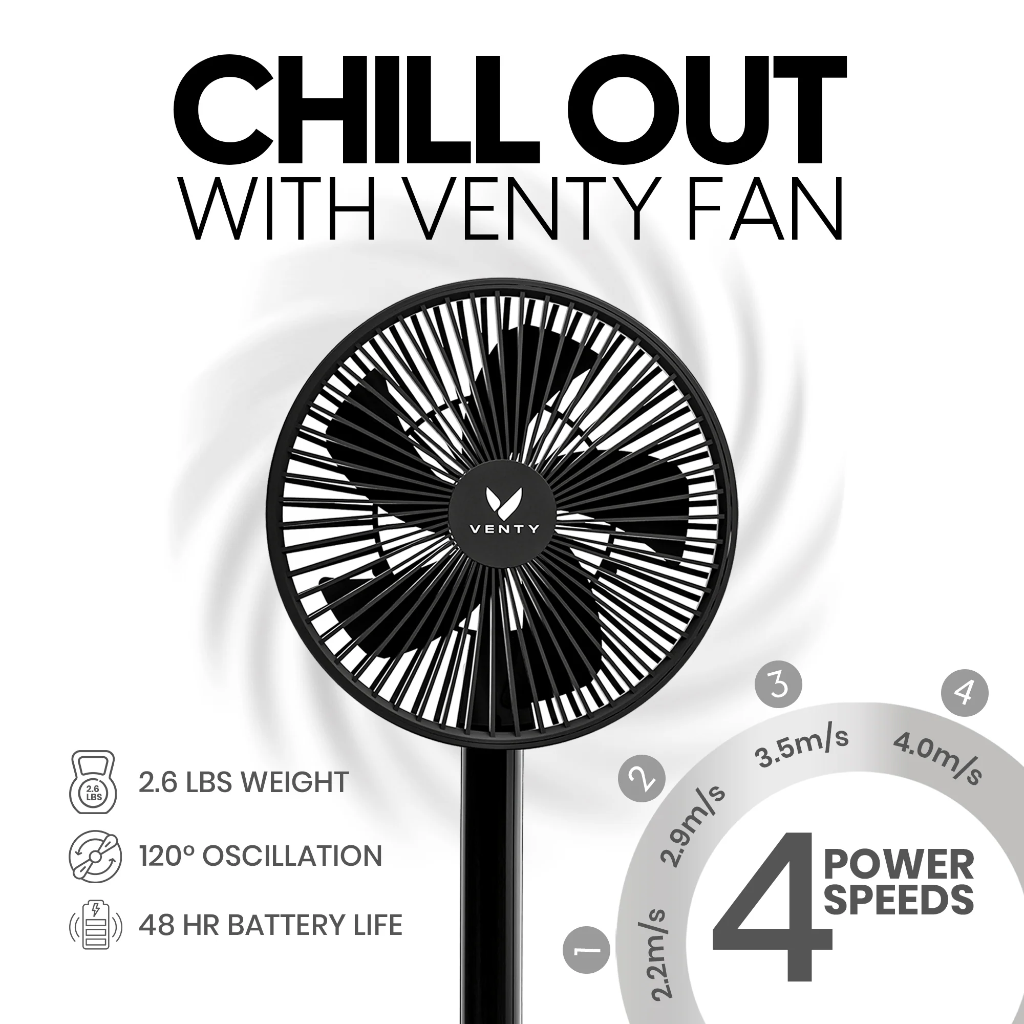 💥Special Offers💥48H Runtime | 4-in-1 Foldable Wireless Fan (180° Rotation)
