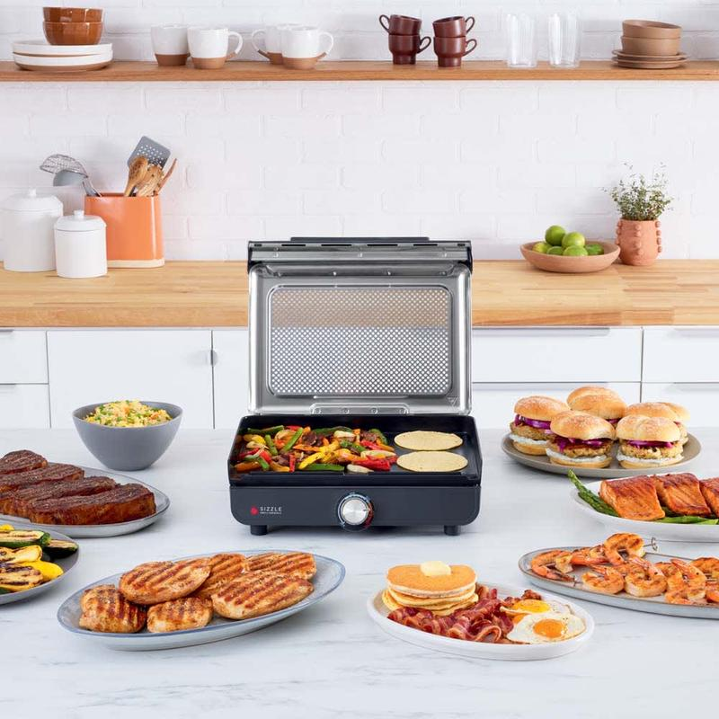 [Clearance sale] Ninja Sizzle 14'' Smokeless Indoor Grill & Griddle Combo, 500°F Electric Countertop Griddle with Interchangeable Nonstick Plates