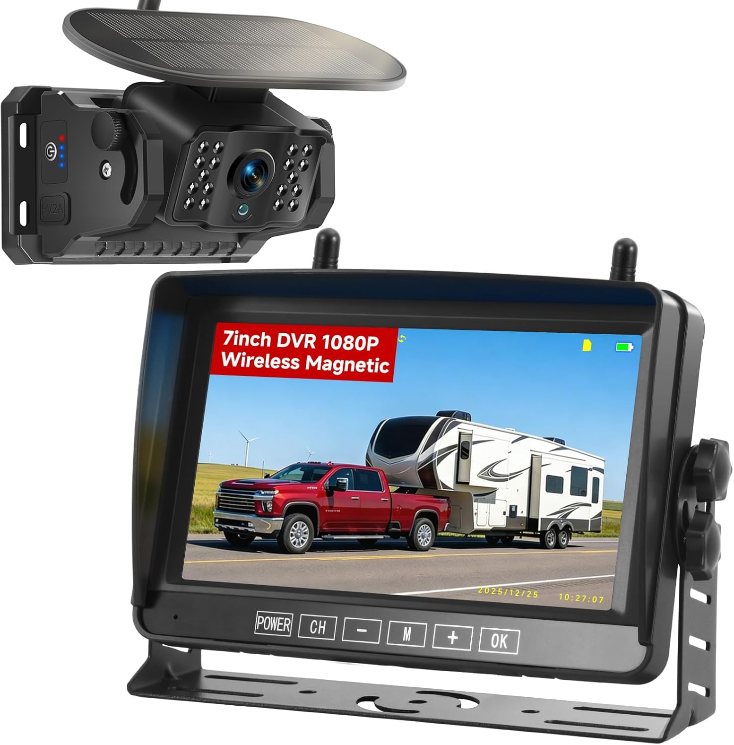 Dual Wireless Magnetic Backup Camera for Trailer - 7”