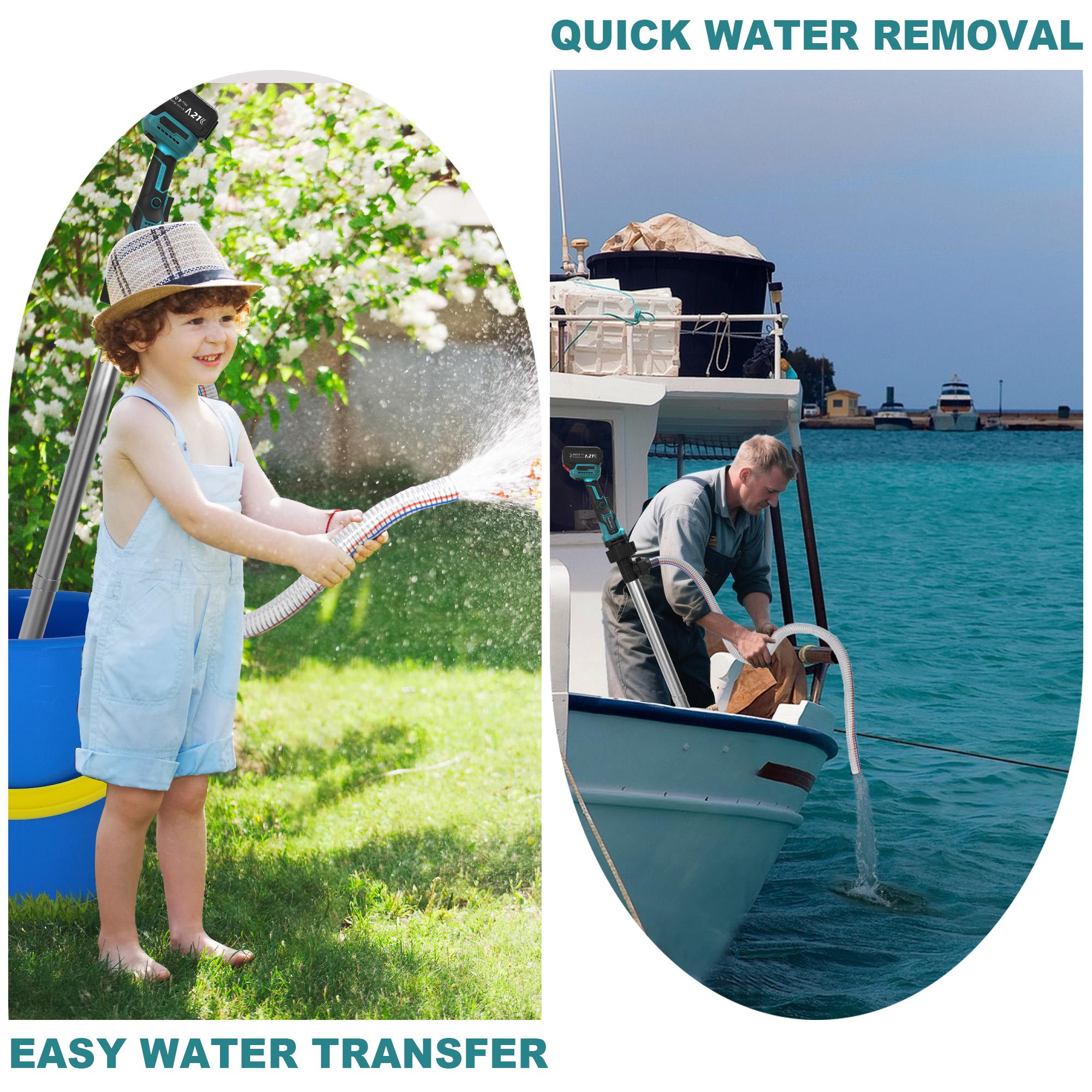【FathersDay Gift】Kaitnax Cordless Stick Water Transfer Pump, with 4000mAh 21V Battery & Charger, 720GPH, 32FT Head, Handheld Portable Utility Sump Pump Kit with 3/4" Outlet for Pool/Garden/Pond/RV/Boat Draining