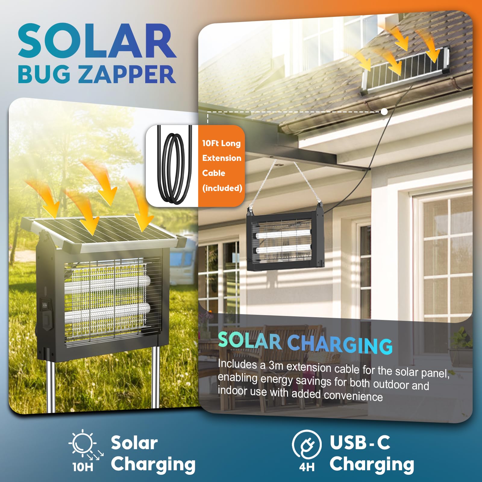 🔥Buy 1 Get 1 Free🔥Solar Bug Zapper Outdoor Waterproof Electric Mosquito and Fly Zapper 