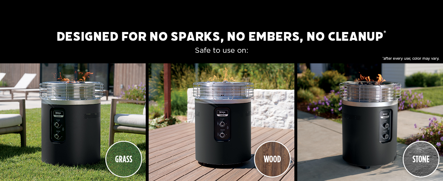 desiGned For no sParKs, no emBers, no CleanuP