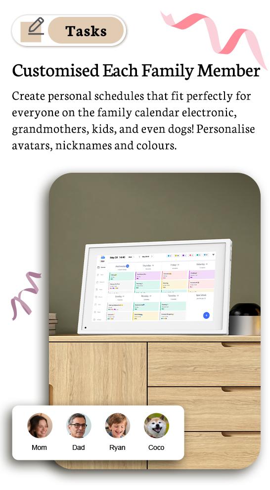 BSIMB 10.1 Inch Digital Calendar Chore Chart, Electronic Calendar Smart Family Planner 1080P FHD Touchscreen Interactive Display Wall & Desk Mount Seamless Scheduling White