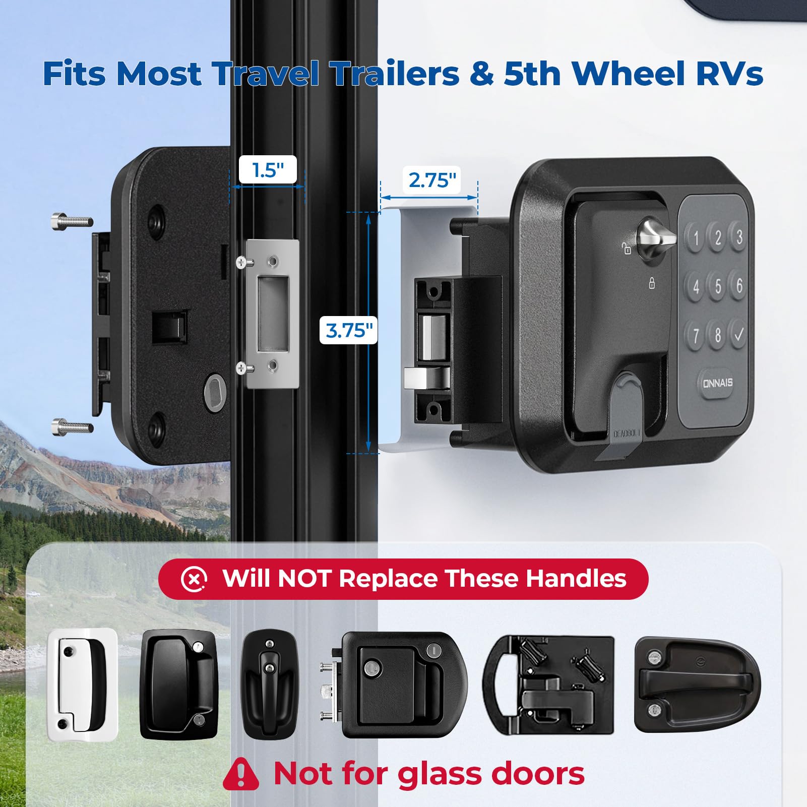 💥 Buy 1 Get 1 Free⚡🔐🚐ONNAIS Guard Pro RV Door Lock — Keyless Entry, Waterproof, 2 Remote Fobs 