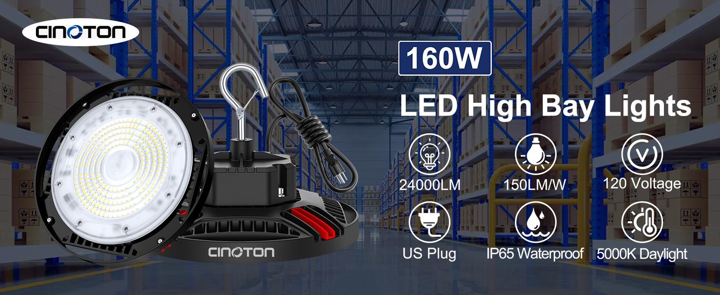 CuLiDing UFO LED High Bay Light, 24000LM Super Bright Shop Lights, 700W MH/HPS Equivalent, 5000K Daylight, US Plug with 6ft Cord, IP65 Waterproof Commercial Warehouse Lighting for Factory, Garage, Barn, Workshop, Graduation Season Gift CuLiDing UFO LED High Bay Light, 24000LM Super Bright Shop Lights, 700W MH/HPS Equivalent, 5000K Daylight, US Plug with 6ft Cord, IP65 Waterproof Commercial Warehouse Lighting for Factory, Garage, Barn, Workshop, Graduation Season Gift