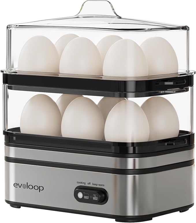 【summervibes】EVOLOOP Rapid Egg Cooker 6 Egg Capacity BPA free Electric Egg Cooker for Hard Boiled Eggs, Poached Eggs, Scrambled Eggs, or Omelets，Easy and Convenient Way to Prepare Delicious Eggs ,outdoor gear Kitchen Appliances