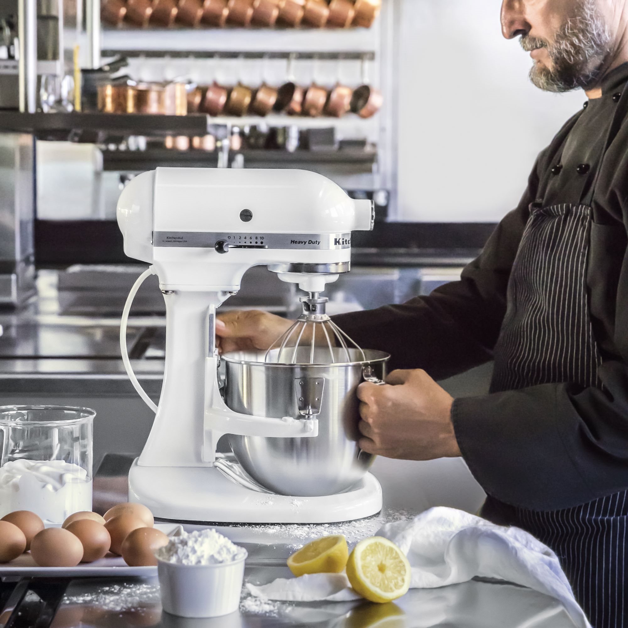 Mixer cu bol 4.8L, Professional Heavy Duty, White - KitchenAid - eMAG.ro
