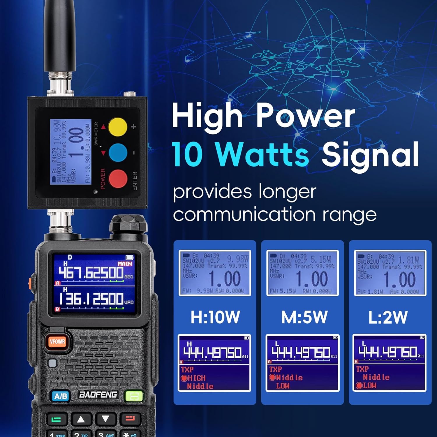 [Christmas Gift] BAOFENG 5RH 10W Walkie Talkie &ndash; Long Range Ham Radio (Upgraded UV-5R), NOAA Weather Alert, 999 Channels, Rechargeable Two-Way Radio for Emergency, Camping, Off-Road & Survival (FRS/GMRS Compatible) Audio