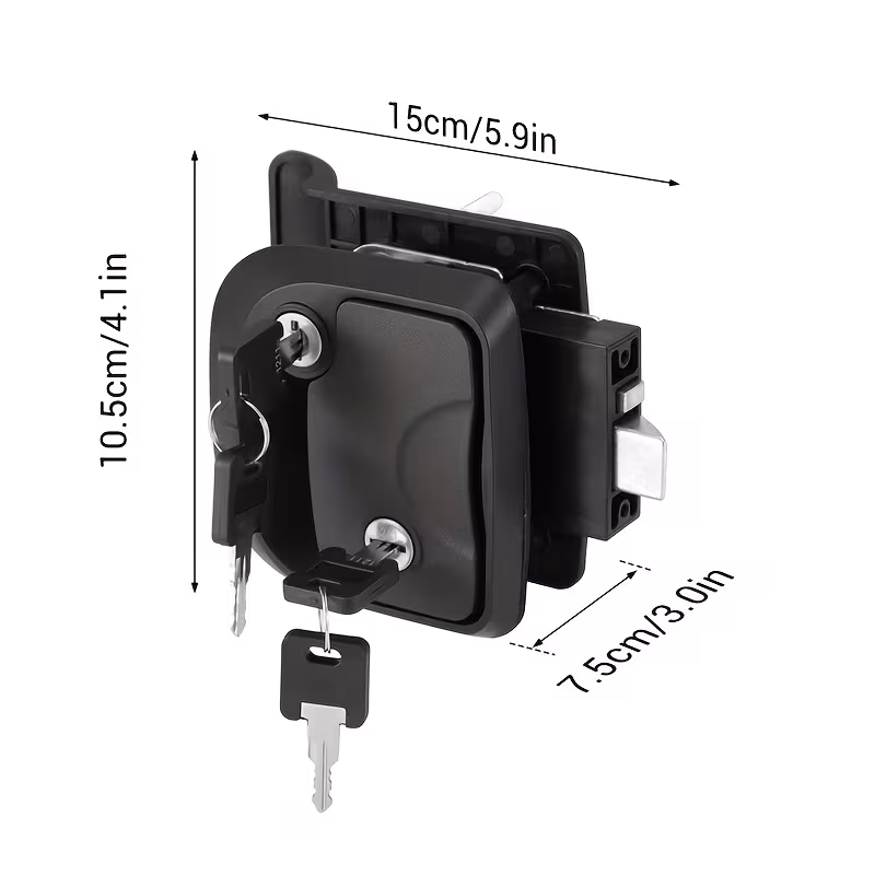 rv door lock replacement black rv door   with paddle deadbolt black nylon material rv door lock with 4 keys for cargo   travel trailer Product details 1