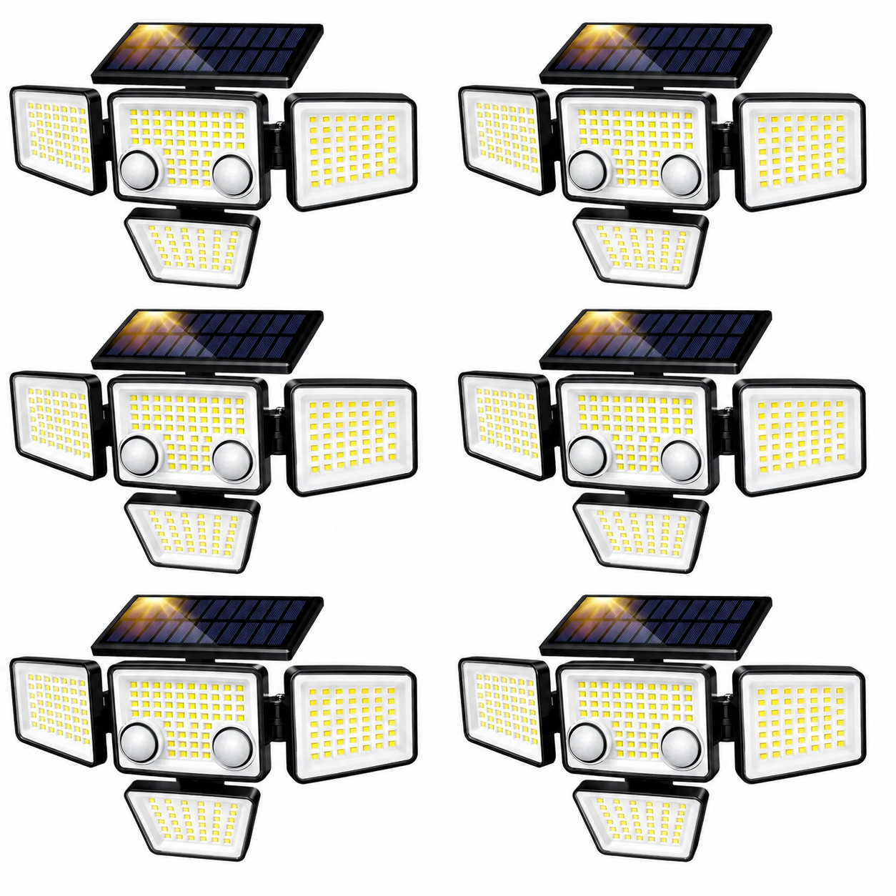Solar Motion Sensor Lights-4 Heads 3000LM, IP65 Waterproof, 270°Wide Angle Lighting Security Light for Yard, Garage, Porch, Pool,Garden,Barn,Patio