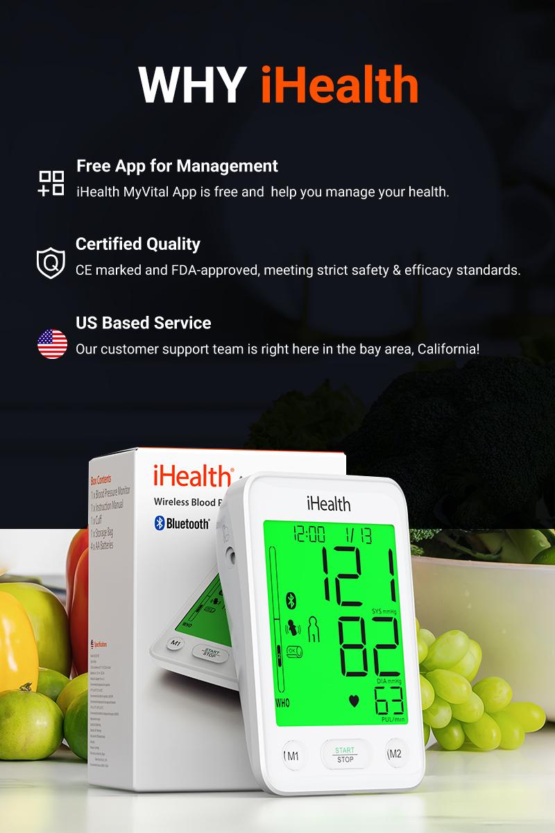 iHealth Bluetooth Blood Pressure Monitor HSA or FSA Eligible, with Large Cuff & Color-Coded Display, Dual Users 2*120 Readings, Automatica Upper Arm Blood Pressure Machine with Cloud Storage & Body Movement Detection, Portable Healthcare Kit iHealth Bluetooth Blood Pressure Monitor HSA or FSA Eligible, with Large Cuff & Color-Coded Display, Dual Users 2*120 Readings, Automatica Upper Arm Blood Pressure Machine with Cloud Storage & Body Movement Detection, Portable Healthcare Kit