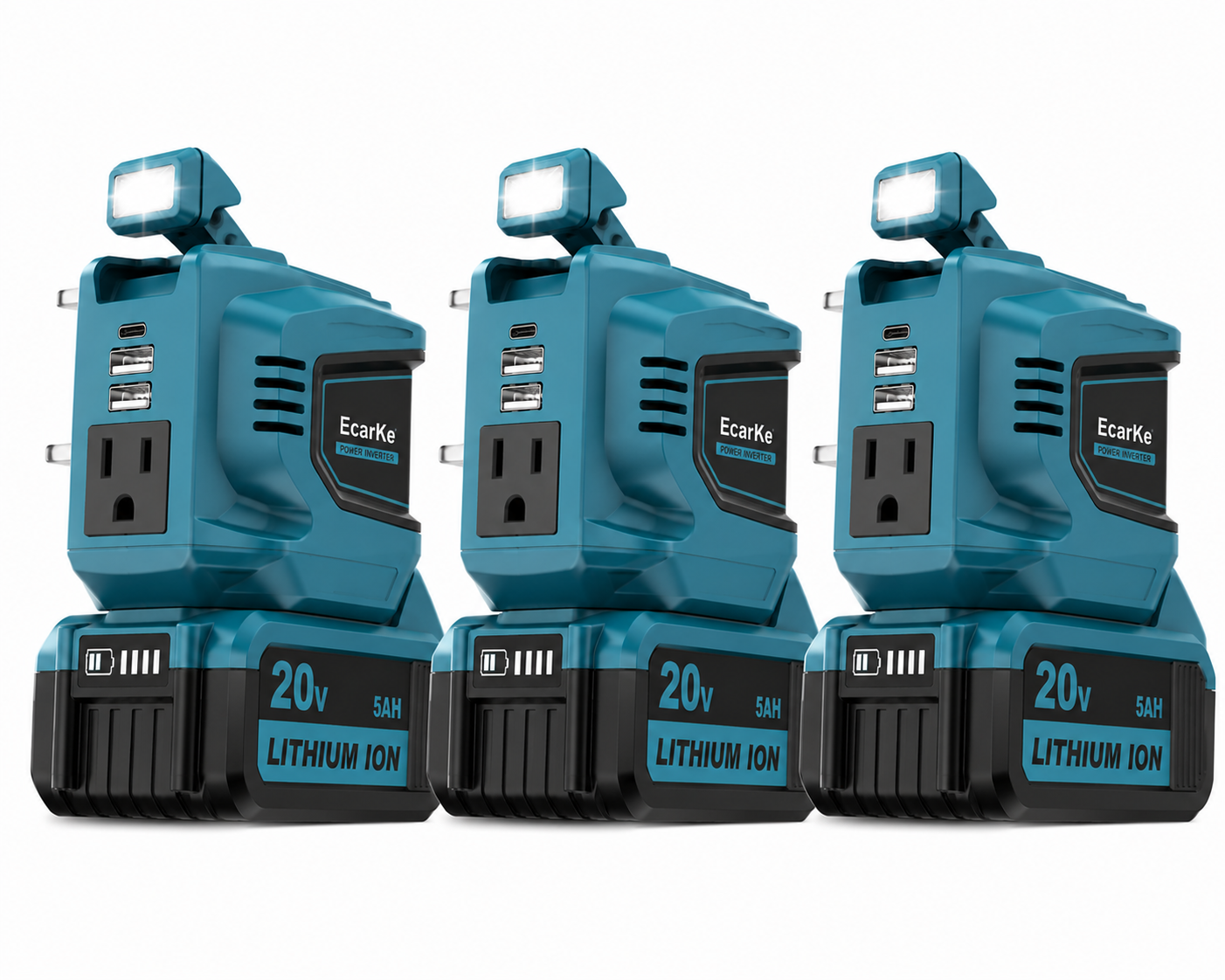 🔥HOT SALE！200W Power Inverter for Dewalt 20V Battery, Portable Power Station Generator with USB-C, AC Outlet & LED Light