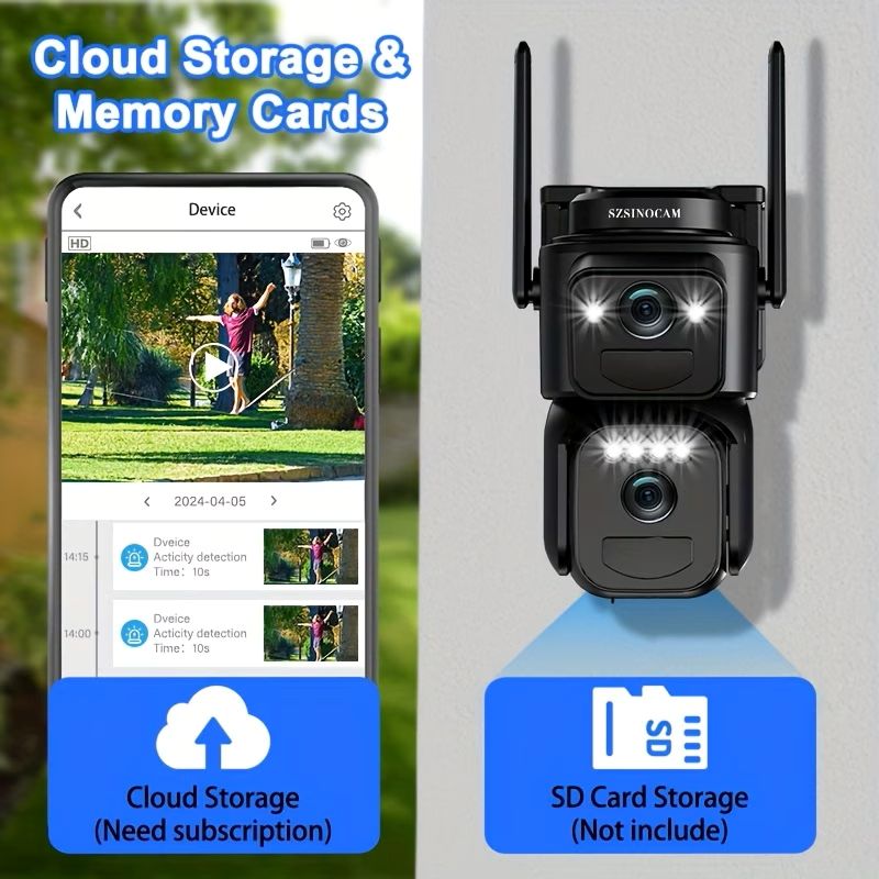 💥 Hot Deal! ⚡ Solar Security Camera 🔐🌞 IP66 Waterproof, Dual Lens, 360° Rotation, Night Vision & Two-Way Audio
