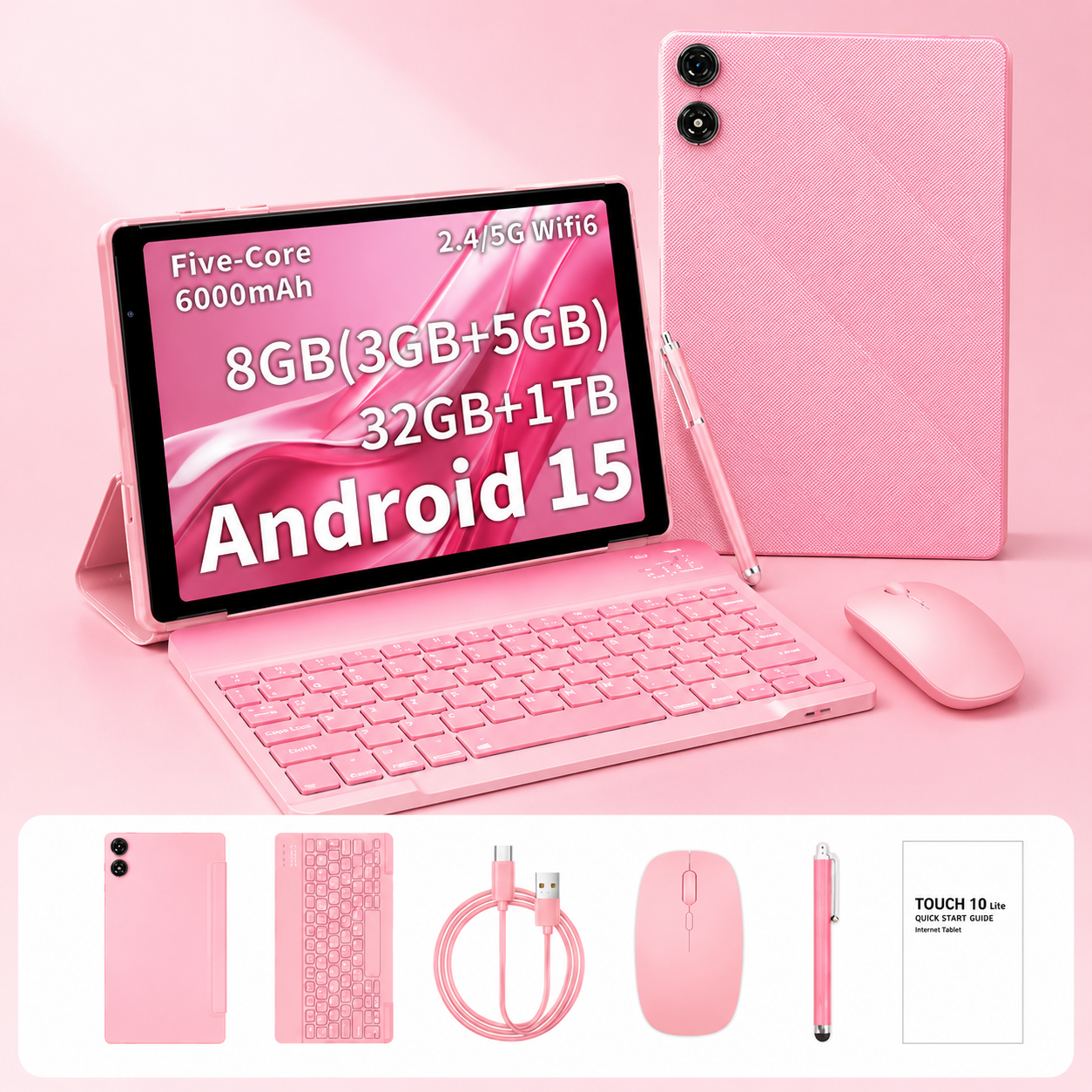 🌟[Complete Bundle Sale] 10" Android Tablet with Keyboard✨Mouse & Stylus - Your All-in-One Portable Workstation