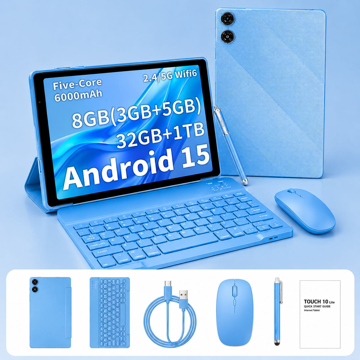 🌟[Complete Bundle Sale] 10" Android Tablet with Keyboard✨Mouse & Stylus - Your All-in-One Portable Workstation