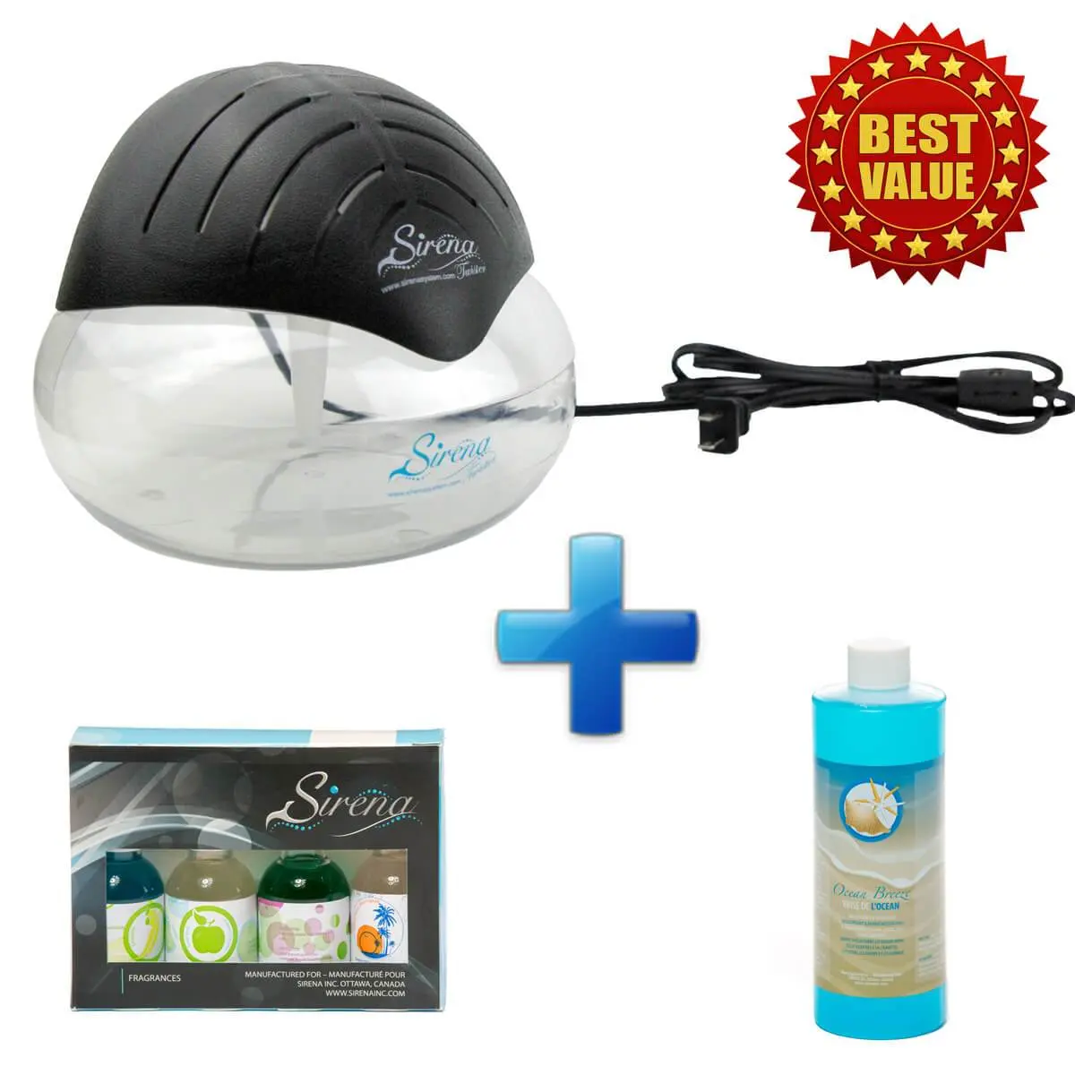 Air Purifier Water Filter Air Cleaner Premium Pack Including Ocean Breeze Deodorizer and Fragrance Oils