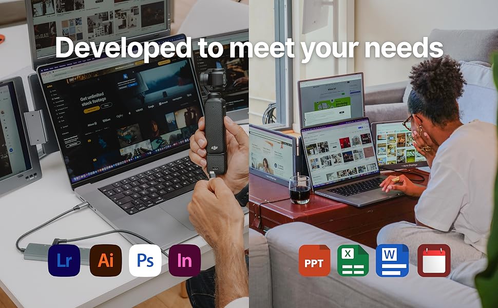 portable monitor, triple screen extension,triple portable monitor,triple monitor