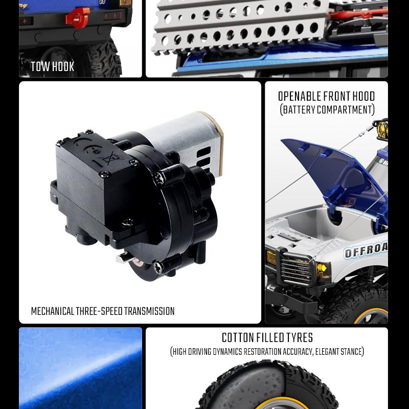 JXC 1/18 Scale RC Crawler ,2.4GHz HighTorque 4WD RC Crawling Car-Car withExcellent Suspension and ShockAbsorption,Realistic Mechanical Shifting,Dual-Speed Transmission, Multi-FunctionLighting, Dual Li-ion Batteries, PerfectBirthday & Kids Gift
