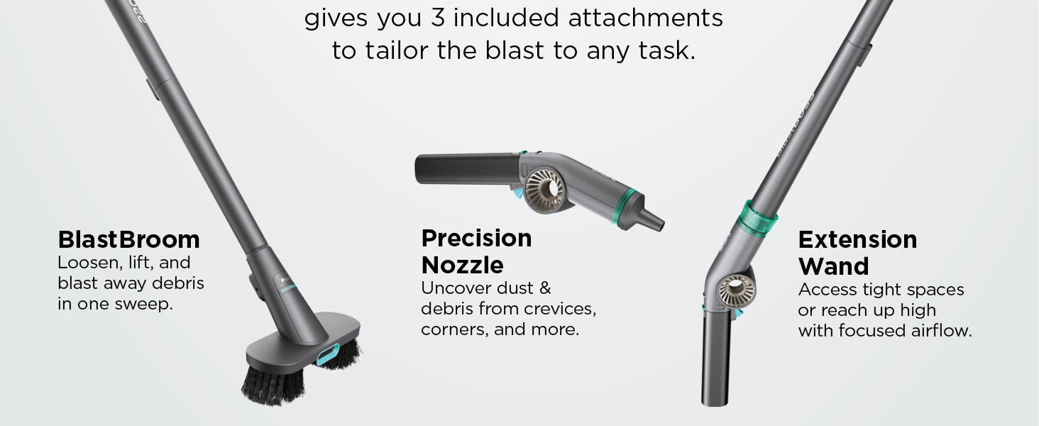blastboss air blaster includes three attachments for multiple tasks