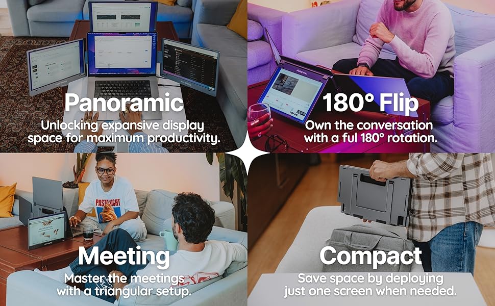 portable monitor, triple screen extension,triple portable monitor,triple monitor