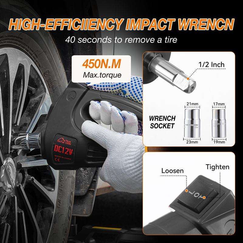 【🏆5-Year Warranty】5-in-1 Electric Hydraulic Car Jack Kit 5 Ton 12V Car Jack Hydraulic with Electric Impact Wrench & Inflator Pump, Portable Car Lift Emergency Roadside Tire Change Tool Set for SUV Sedan