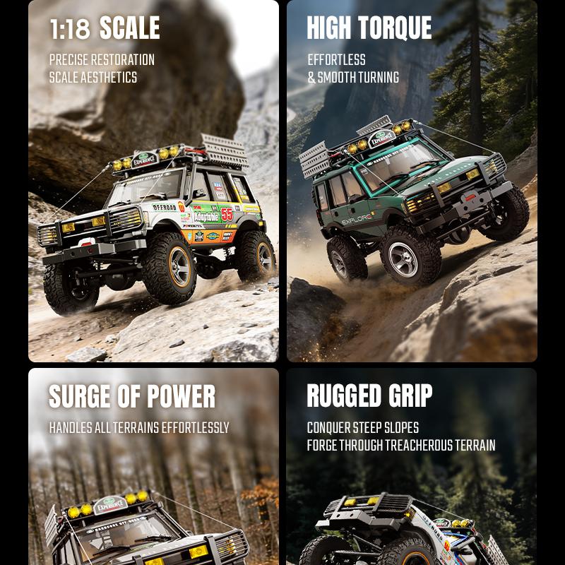 JXC 1/18 Scale RC Crawler ,2.4GHz HighTorque 4WD RC Crawling Car-Car withExcellent Suspension and ShockAbsorption,Realistic Mechanical Shifting,Dual-Speed Transmission, Multi-FunctionLighting, Dual Li-ion Batteries, PerfectBirthday & Kids Gift