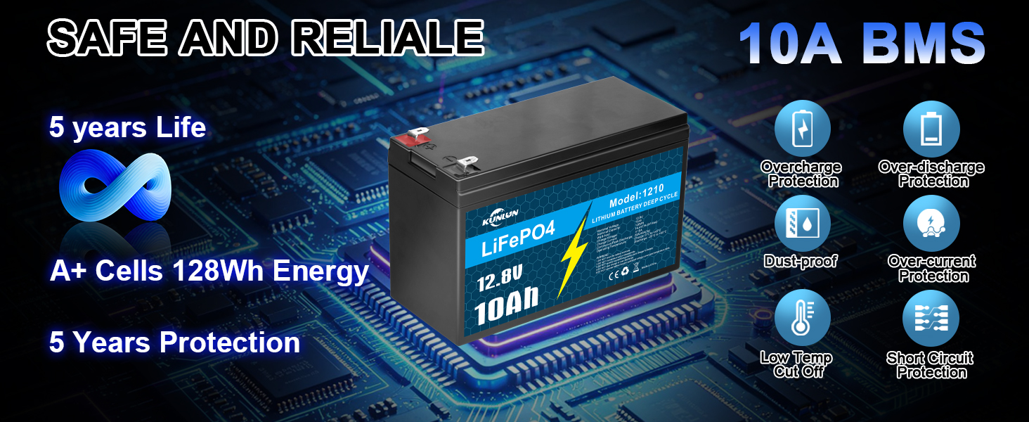 12V 10Ah LiFePO4 Lithium Battery