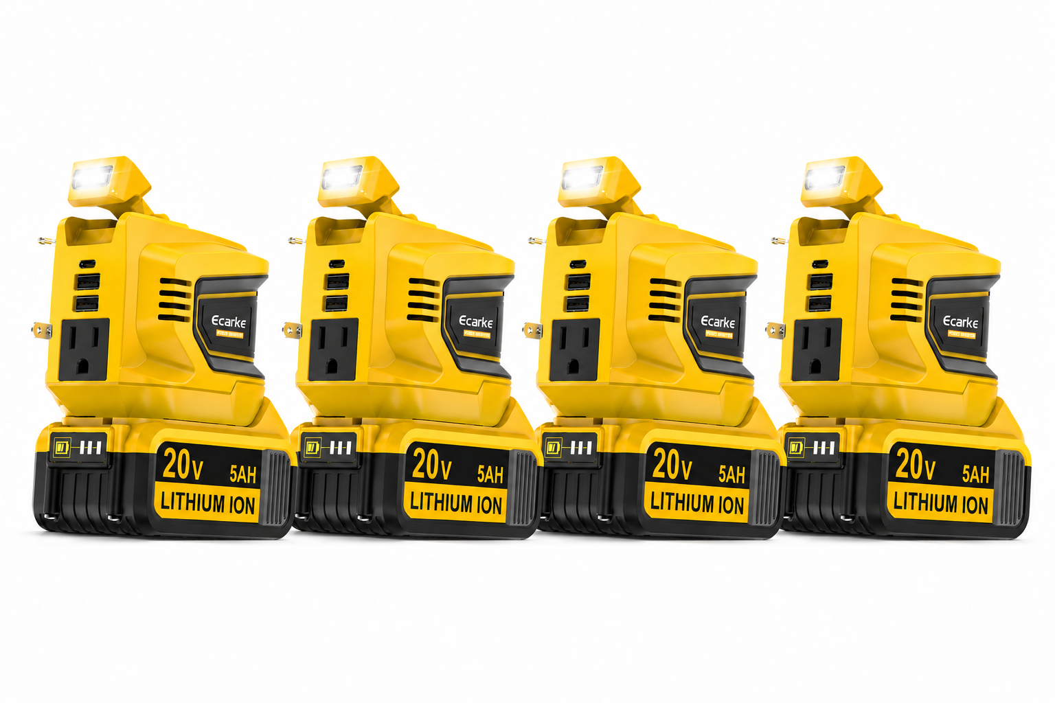🔥HOT SALE！200W Power Inverter for Dewalt 20V Battery, Portable Power Station Generator with USB-C, AC Outlet & LED Light