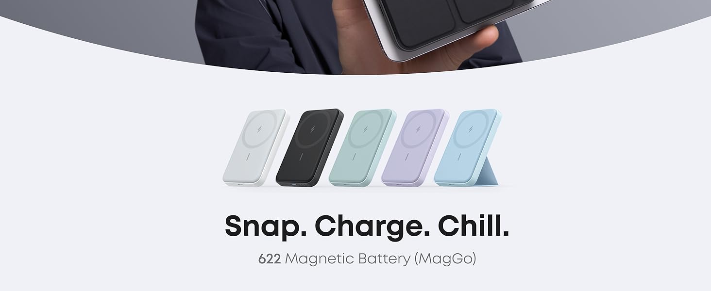 Anker Magnetic Power Bank, Built-In Foldable Stand, USB-C Port on the Side, 5,000mAh Capacity, Perfectly Compatible with iPhone 17/16/15/14/13 Series summervibes
