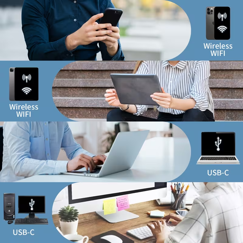 Wireless A4 Thermal Printer - Portable, Inkless, Compatible with Phone, Android