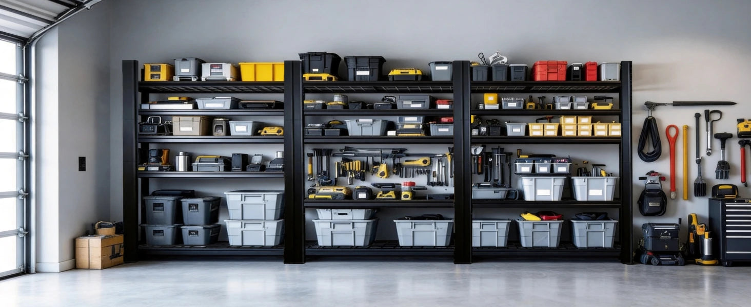 Heavy Duty Shelving That Actually Holds the Weight &ndash; 60" Wide  Available in 6-Tier (84" H), 5-Tier (72" H), and 4-Tier (60" H) to fit different storage needs and ceiling heights. Each shelf unit measures 60" W &times; 24" D, with more tiers offering more vertical storage space.