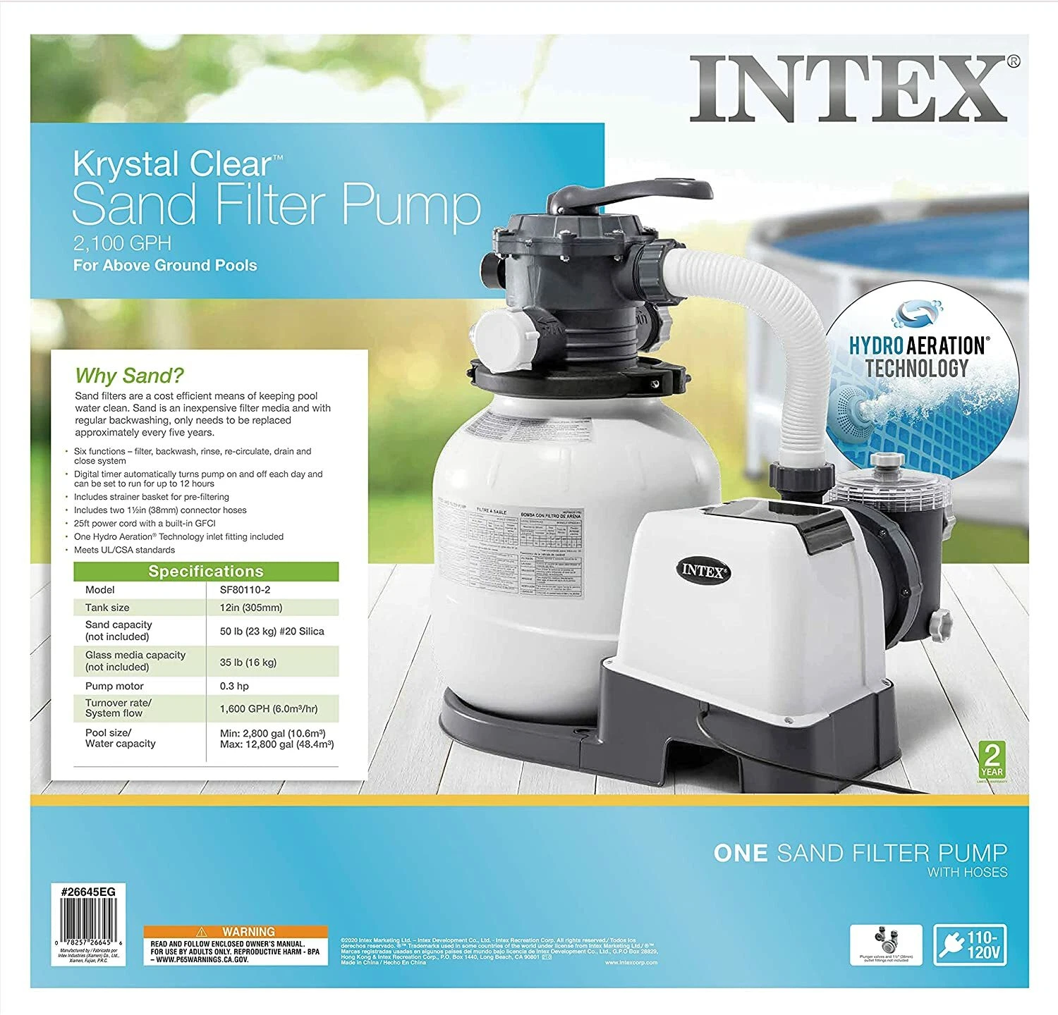 Intex 2100 GPH Sand Filter Pump For Above Ground Pools Auto Timer Factory Sealed - Picture 1 of 1