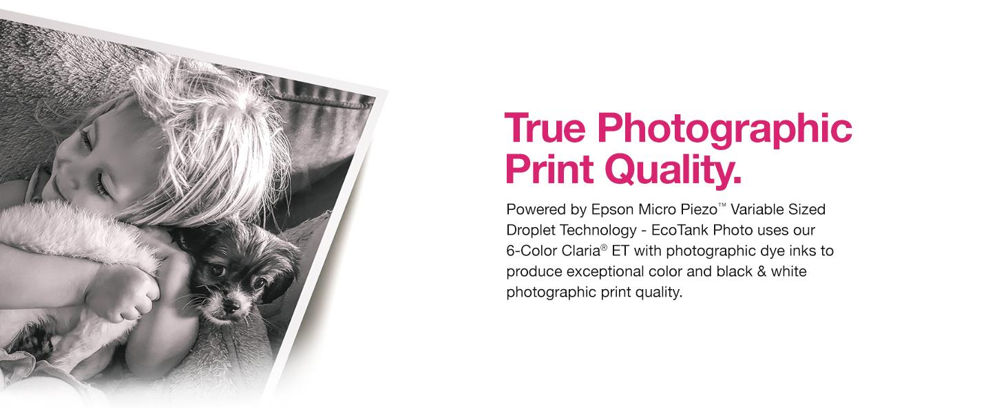 True Photographic Print Quality. Powered by Epson Micro piezo variable sized droplet technology