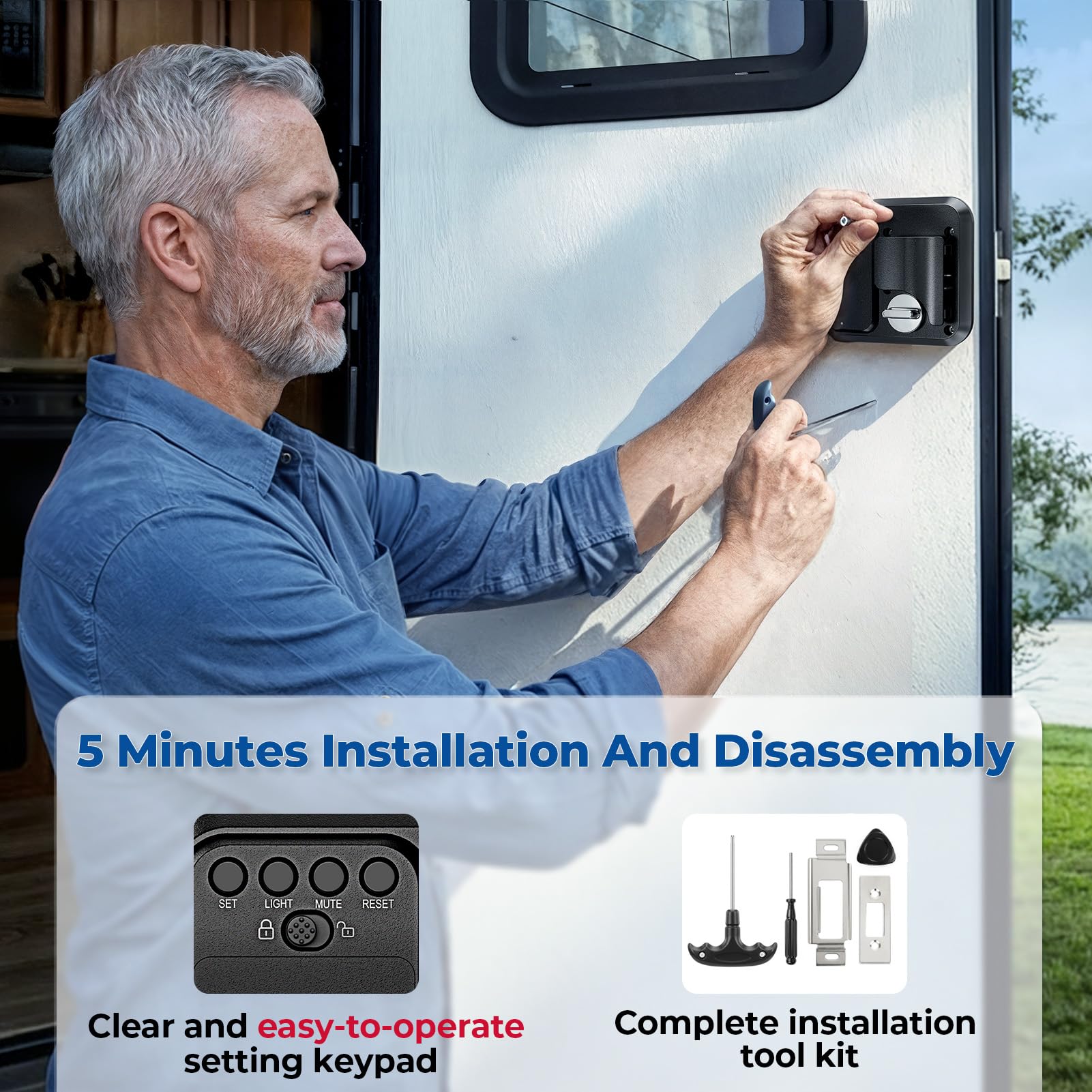 💥 Buy 1 Get 1 Free⚡🔐🚐ONNAIS Guard Pro RV Door Lock — Keyless Entry, Waterproof, 2 Remote Fobs 